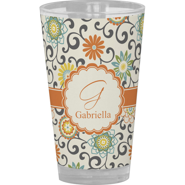 Custom Swirls & Floral Pint Glass - Full Color (Personalized)