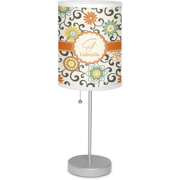 Custom Swirls & Floral Lamp with Drum Shade (Personalized)