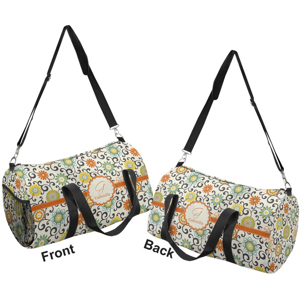 Swirls & Floral Duffle bag large front and back sides