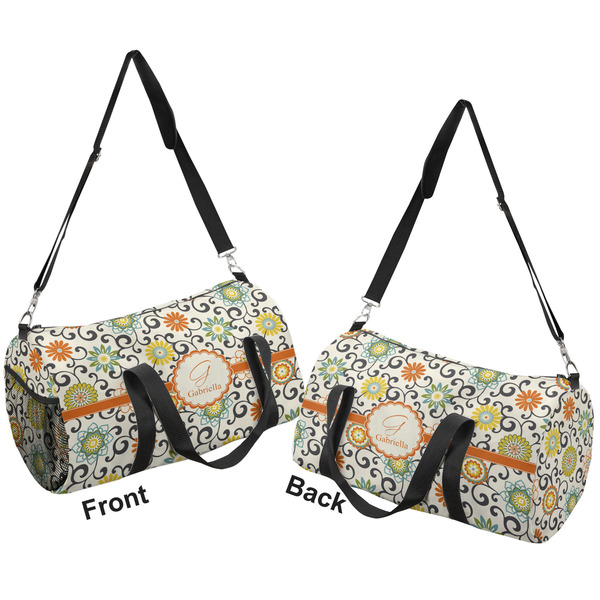 Swirls & Floral Duffle bag small front and back sides