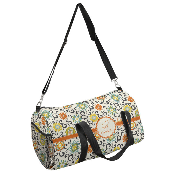 Custom Swirls & Floral Duffel Bag - Large (Personalized)
