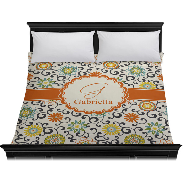 Swirls & Floral Duvet Cover - King - On Bed - No Prop