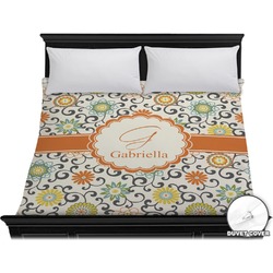 Swirls & Floral Duvet Cover - King (Personalized)