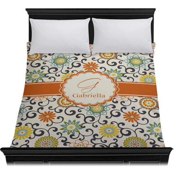Swirls & Floral Duvet Cover - Queen - On Bed - No Prop