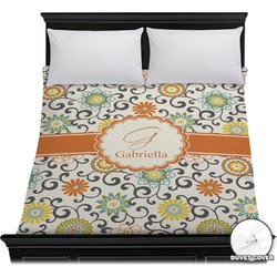 Swirls & Floral Duvet Cover - Full / Queen (Personalized)