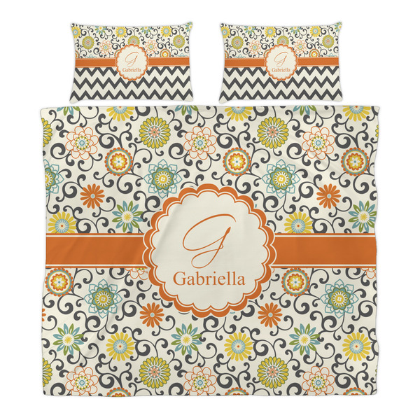 Swirls & Floral Duvet Cover Set - King - Alt Approval