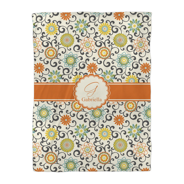 Swirls & Floral Duvet Cover - Twin XL - Front