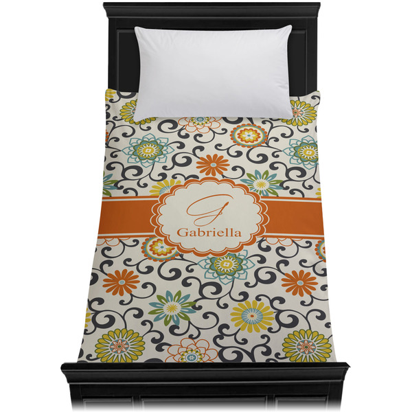 Swirls & Floral Duvet Cover - Twin XL - On Bed - No Prop