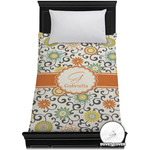 Swirls & Floral Duvet Cover - Twin XL (Personalized)