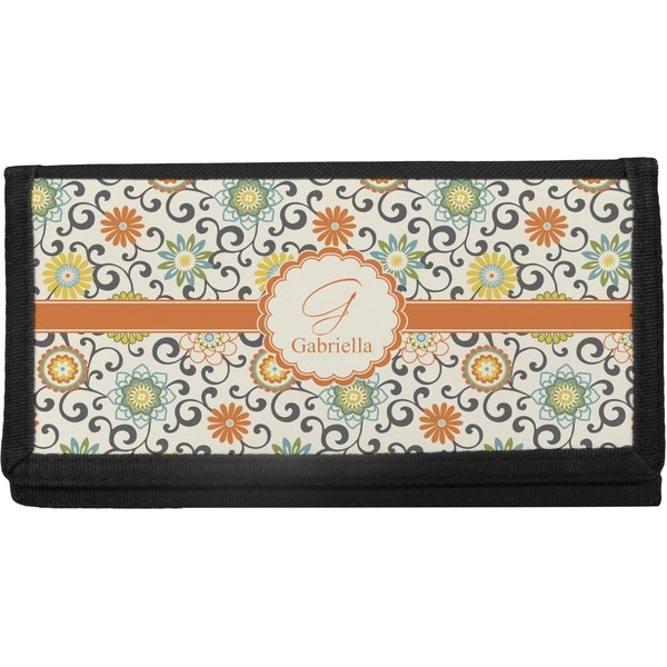 Custom Swirls & Floral Canvas Checkbook Cover (Personalized)