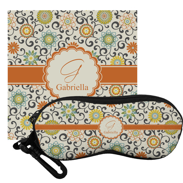 Custom Swirls & Floral Eyeglass Case & Cloth (Personalized)