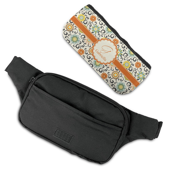 Swirls & Floral Fanny Packs - FLAT (flap off)