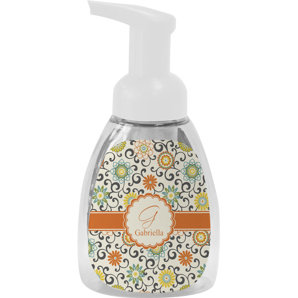 Custom Swirls & Floral Foam Soap Bottle - White (Personalized)