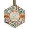 Swirls & Floral Frosted Glass Ornament - Hexagon