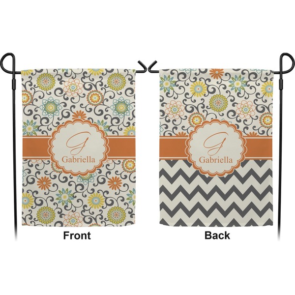 Swirls & Floral Garden Flag - Double Sided Front and Back