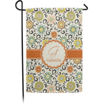 Swirls & Floral Small Garden Flag - Single Sided w/ Name and Initial