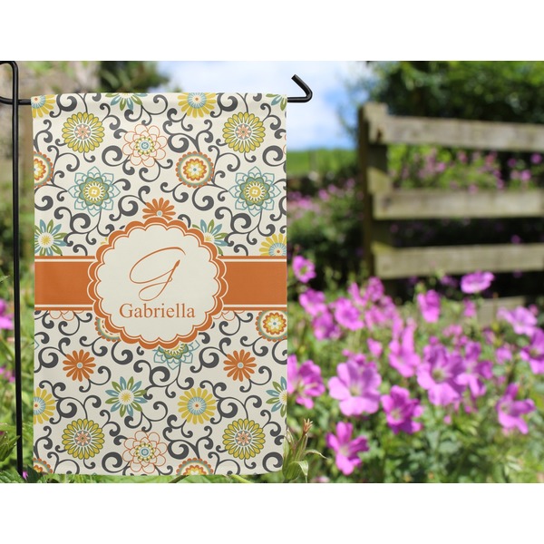 Swirls & Floral Garden Flag - Outside In Flowers