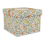 Swirls & Floral Gift Box with Lid - Canvas Wrapped - Large (Personalized)