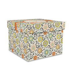 Swirls & Floral Gift Box with Lid - Canvas Wrapped - Medium (Personalized)