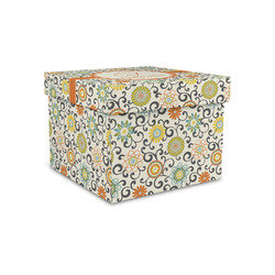 Swirls & Floral Gift Box with Lid - Canvas Wrapped - Small (Personalized)