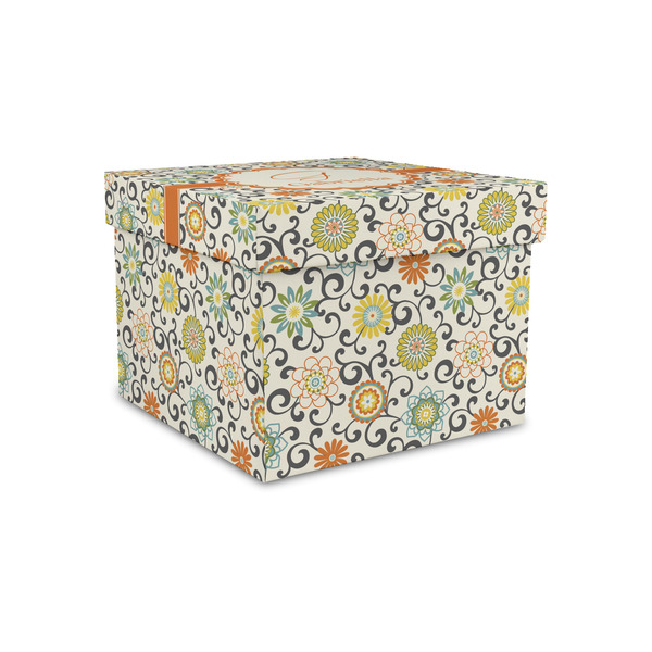 Swirls & Floral Gift Boxes with Lid - Canvas Wrapped - Small - Front/Main