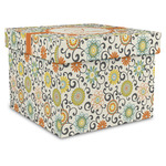 Swirls & Floral Gift Box with Lid - Canvas Wrapped - XX-Large (Personalized)