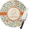 Swirls & Floral Round Glass Cutting Board (Personalized)