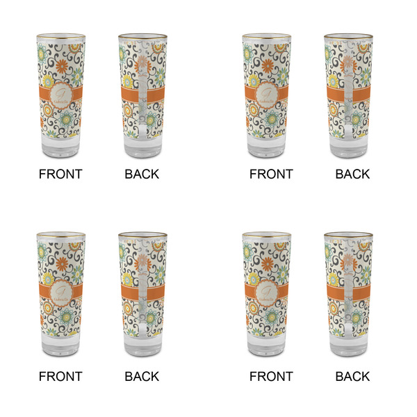 Swirls & Floral Glass Shot Glass - 2 oz - Set of 4 - APPROVAL
