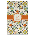 Swirls & Floral Golf Towel - Poly-Cotton Blend w/ Name and Initial