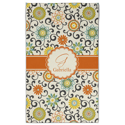 Swirls & Floral Golf Towel - Poly-Cotton Blend w/ Name and Initial