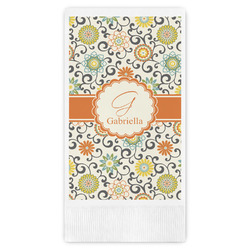 Swirls & Floral Guest Napkins - Full Color - Embossed Edge (Personalized)