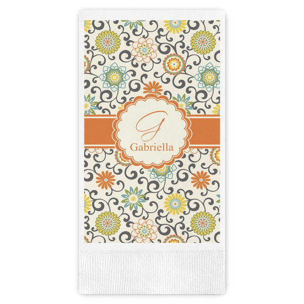Custom Swirls & Floral Guest Napkins - Full Color - Embossed Edge (Personalized)