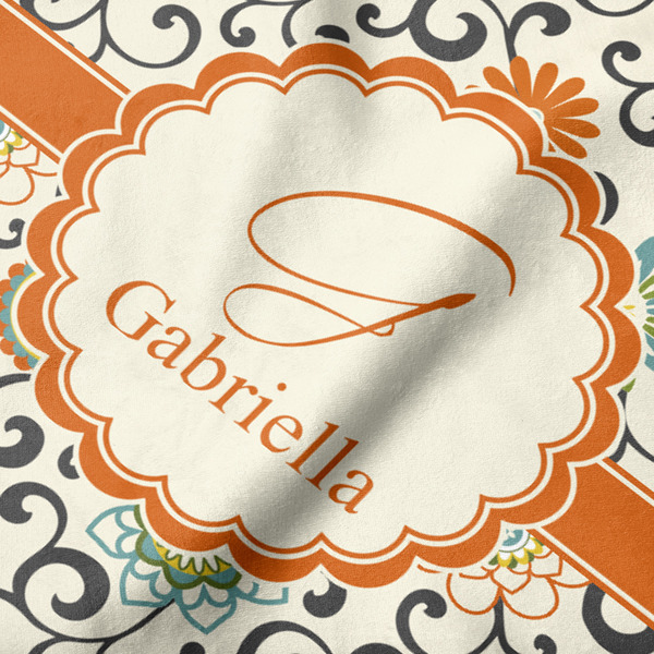 Swirls & Floral Hooded Baby Towel- Detail Close Up