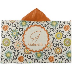 Swirls & Floral Kids Hooded Towel (Personalized)