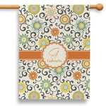 Swirls & Floral 28" House Flag - Single Sided (Personalized)