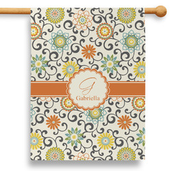 Swirls & Floral 28" House Flag - Double Sided (Personalized)