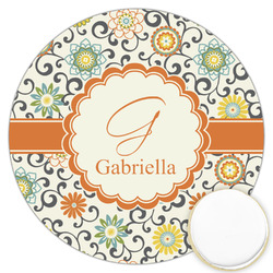 Swirls & Floral Printed Cookie Topper - 3.25" (Personalized)