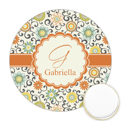 Swirls & Floral Printed Cookie Topper - Round (Personalized)