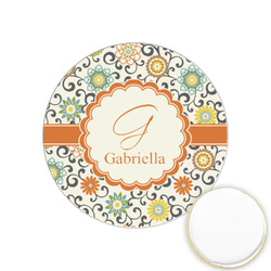 Swirls & Floral Printed Cookie Topper - 1.25" (Personalized)