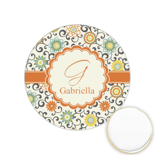 Custom Swirls & Floral Printed Cookie Topper - 1.25" (Personalized)
