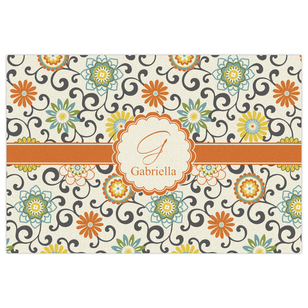 Swirls & Floral Indoor / Outdoor Rug - 2'x3' - Front Flat