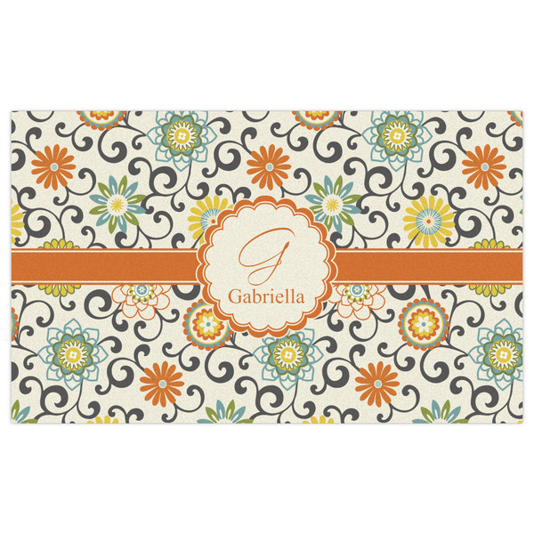 Swirls & Floral Indoor / Outdoor Rug - 3'x5' - Front Flat