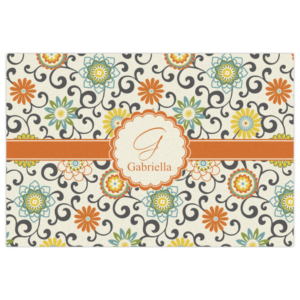 Swirls & Floral Indoor / Outdoor Rug - 4'x6' - Front Flat