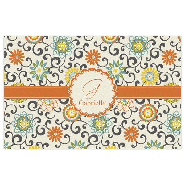 Swirls & Floral Indoor / Outdoor Rug - 5'x8' - Front Flat