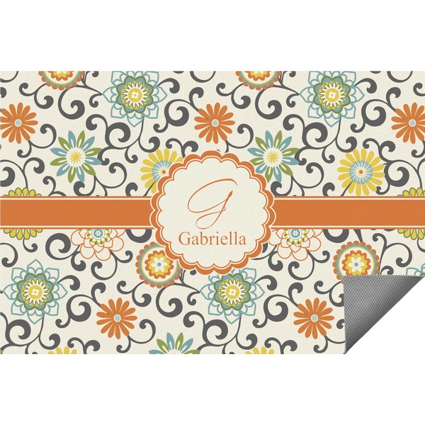 Custom Swirls & Floral Indoor / Outdoor Rug - 3'x5' (Personalized)