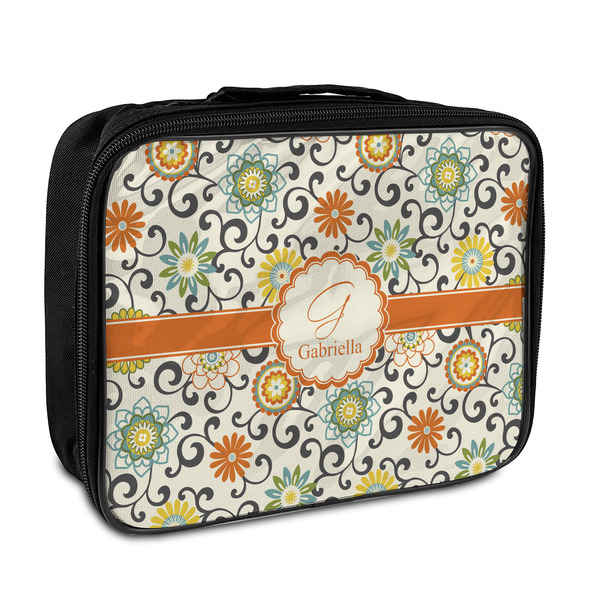 Custom Swirls & Floral Insulated Lunch Bag (Personalized)
