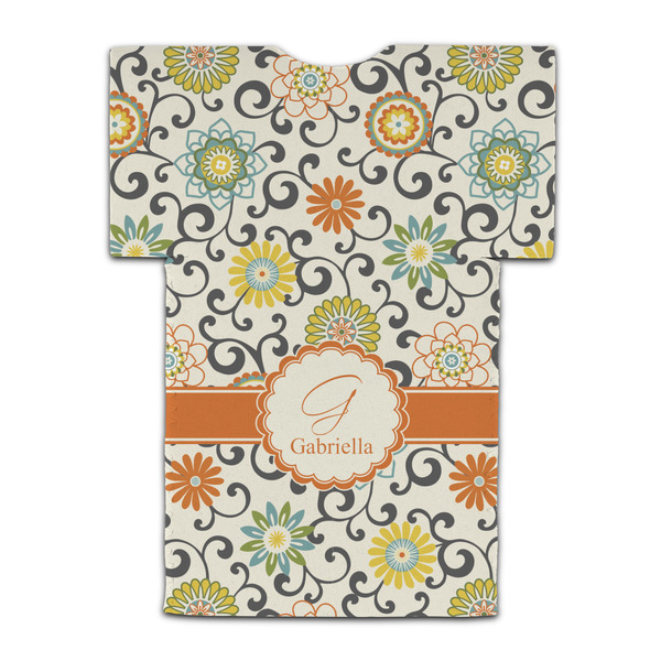 Swirls & Floral Jersey Bottle Cooler - BACK (flat)