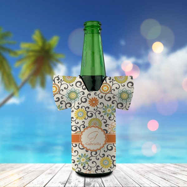 Swirls & Floral Jersey Bottle Cooler - LIFESTYLE