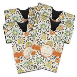 Swirls & Floral Jersey Bottle Cooler - Set of 4 (Personalized)