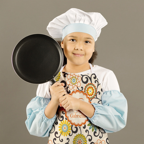 Swirls & Floral Kid's Aprons - Medium - Lifestyle